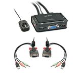 Lindy VGA KVM Switch Compact USB 2.0 Audio 2 Port