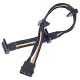 Silverstone 4-Pol-Molex zu 4x SATA Kabel, 300mm - schwarz/gold Silverstone 4-Pol-Molex zu 4x SATA Kabel, 300mm - schwarz/gold