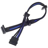 Silverstone 4-Pol-Molex zu 4x SATA Kabel, 300mm - schwarz/blau Silverstone 4-Pol-Molex zu 4x SATA Kabel, 300mm - schwarz/blau