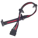 Silverstone 4-Pol-Molex zu 4x SATA Kabel, 300mm - schwarz/rot Silverstone 4-Pol-Molex zu 4x SATA Kabel, 300mm - schwarz/rot