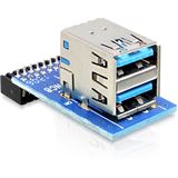 Delock USB3.0 Adapter Pinheader -> 2x A Bu/Bu horizontal