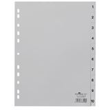 Durable Kunststoff-Register Zahlen 1-10 A4 10-teilig grau