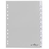 DURABLE Kunststoff-Register, A4, PP, 10-teilig, grau