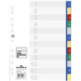 DURABLE Kunststoff-Register, Zahlen, A4, 12-teilig, 1 - 12