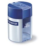 STAEDTLER Spitzdose, rund, silber, blauer Deckel