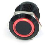 Phobya Vandalismus Klingeltaster 19mm Alu schwarz, rot beleuchtet,