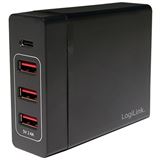 Logilink USB Tischladeadapter, LogiLink 3xUSB-A Port+1xUSB-C Port,60W