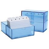 WEDO Karteikasten A7 quer, blau-transparent, best&uuml;ckt