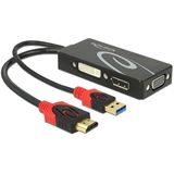Delock Adapter HDMI -> DVI(24+5)/VGA/Displayport 4K schwarz Delock Adapter HDMI -> DVI(24+5)/VGA/Displayport 4K schwarz