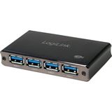 LogiLink USB 3.0 Hub mit Netzteil, 4 Port, Aluminiumgeh&auml;use