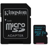 64 GB Kingston Canvas Go! microSDXC UHS-I U3 V30 Retail inkl. Adapter 64 GB Kingston Canvas Go! microSDXC UHS-I U3 V30 Retail inkl. Adapter