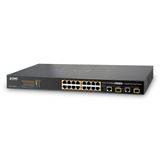 ASSMANN PLANET 16-Port 10/100TX 802.3at PoE + 2-Port GE TP/SFP Switch