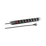 EFB 19" 1HE Steckdosenleiste 8xCEE 7/3 mit Schalter, in Alu, sw EFB 19" 1HE Steckdosenleiste 8xCEE 7/3 mit Schalter, in Alu, sw