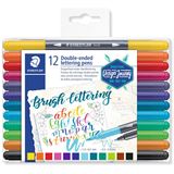 STAEDTLER Doppel-Fasermaler brush letter duo, 12er Etui