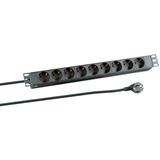 EFB 19" 1HE Steckdosenleiste 8xCEE 7/3 mit Schalter, schwarz EFB 19" 1HE Steckdosenleiste 8xCEE 7/3 mit Schalter, schwarz