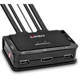 Lindy 2 Port HDMI 2.0 18G, USB 2.0 KVM Switch mit Audio