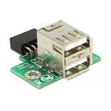 Delock USB Pfostenbuchse > 2 x USB 2.0 Typ-A Buchse - oben Delock USB Pfostenbuchse > 2 x USB 2.0 Typ-A Buchse - oben