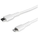 Startech USB-C auf Lightning-Kabel 2m Apple Mfi zertifiziert iPhone Ladekabel Aramidfaser RUSBCLTMM2MW, weiss