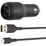 Belkin Dual USB-A Kfz-Ladeger&auml;t, 24W, schwarz