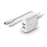 Belkin Dual USB-A Ladegerät inkl. Lightning Kabel 1m 24W weiss Belkin Dual USB-A Ladegerät inkl. Lightning Kabel 1m 24W weiss