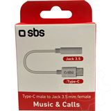 SBS USB Typ C zu 3,5 mm Klinke Adapter, weiss