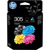HP 305 2-Pack Tri-color Original Ink Cartridge, schwarz