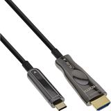 25.00m InLine USB Display AOC Kabel, USB Typ-C Stecker zu HDMI Stecker