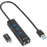 Sharkoon USB HUB 3X 3.2 +RJ45 ALU BLACK