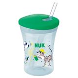 NUK Trinkbecher Action Cup 230ml gr&uuml;n mit Trinkhalm ab 12M
