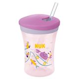 NUK Trinkbecher Action Cup 230ml rosa mit Trinkhalm ab 12M