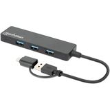 Manhattan 4-Port USB 3.0 Typ-C / Typ-A Kombo-Hub USB-C-Stecker und