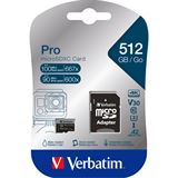 512GB Verbatim microSDXC-Card Pro U3, UHS-I, 4K UHD (R) 100MB/s, (W) 512GB Verbatim microSDXC-Card Pro U3, UHS-I, 4K UHD (R) 100MB/s, (W)