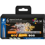 STAEDTLER MultiInk Pigment Arts brush pen 6er-Set grau&Caram
