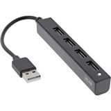 0.15m InLine USB 2.0 Hub, schwarz, Kabel, schmale Bauform