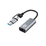 LevelOne Adapter USB-C + USB-A -> RJ45 10/100/1000/2500 gr LevelOne Adapter USB-C + USB-A -> RJ45 10/100/1000/2500 gr