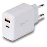65 Watt Lindy USB Ladeger&auml;t Typ A+C GaN Charger, wei&szlig;