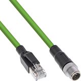 (EUR 24,90* / 1 m) 1.00m InLine Cat. 6a Netzwerkkabel RJ45 Stecker auf M12 8pin Stecker Gr&uuml;n