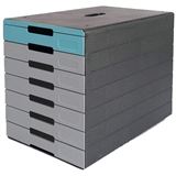 DURABLE Schubladenbox IDEALBOX PLUS grau/blau 776306, DIN C4 mit 7