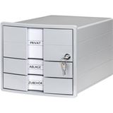 HAN Schubladenbox IMPULS mit Schloss lichtgrau 1018-11, DIN C4 mit 3 HAN Schubladenbox IMPULS mit Schloss lichtgrau 1018-11, DIN C4 mit 3