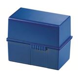 HAN A6 Karteikasten DIN A6 für 400 Karteikarten blau mit Deckel HAN A6 Karteikasten DIN A6 für 400 Karteikarten blau mit Deckel