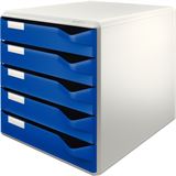 LEITZ Schubladenbox Post-Set blau 52800035, DIN A4 mit 5 Schubladen