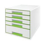 LEITZ Schubladenbox WOW Cube perlwei&szlig;/gr&uuml;n 52142054, DIN