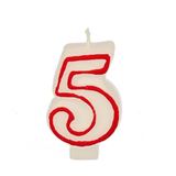 PAPSTAR Zahlenkerzen 5 wei&szlig;, rot