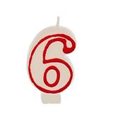 PAPSTAR Zahlenkerzen 6 wei&szlig;, rot