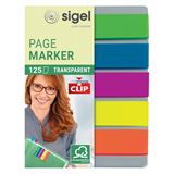 SIGEL Haftmarker transparent mit Clip Haftmarker farbsortiert 5x 25