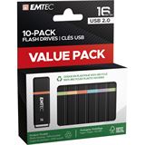 16GB EMTEC 10 USB-Sticks Flash Drives rot, gelb, blau, gr&uuml;n, lila