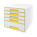 LEITZ Schubladenbox WOW Cube perlwei&szlig;/gelb 52142016, DIN A4 mit