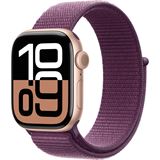 Apple Watch Series 10 GPS 42mm Rose Gold Aluminium Case with Plum Sport Loop