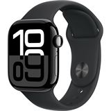 Apple Watch Series 10 GPS + Cellular 42mm Jet Black Aluminium Case with Black Sport Band - S/M