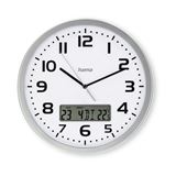 hama digitale Funkwanduhr Moorea wei&szlig; silber Kunststoff,